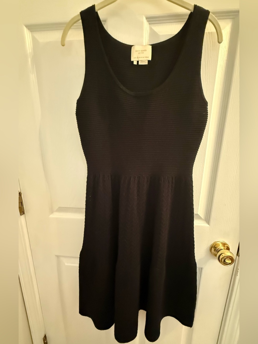 Kate Spade Black Sleeveless Sweater Fit-and-Flare Dress